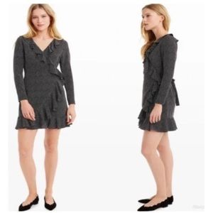 Club Monaco Dress Black Polka Dot Wrap Style